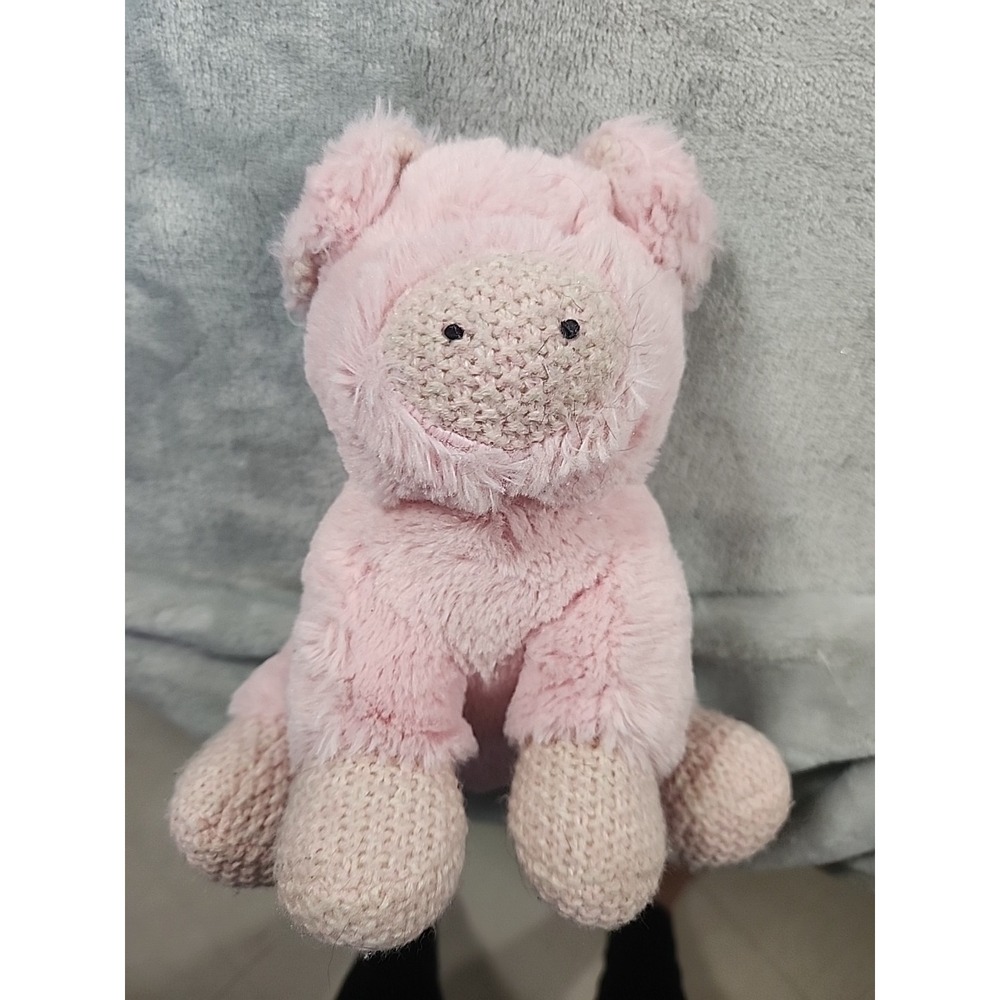 Maison Chic‎ Pink Pig Baby Soft Stuffed Animal Plush 7" Knitted Feet Nose
